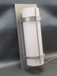 Large Hubbardton Forge Banded Wall Sconce 25.9" Sun-purpled Opal Glass. Fixed Price $999.99.