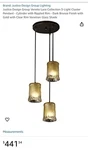 Justice Design Group Veneto Luce 3-LIGHT Cluster Pendant-cylinder W/ Rippled Rim. Fixed Price $250.00.
