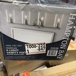 Hampton Bay Champlain 31.5" 4-LIGHT Brushed Nickel Modern Bathroom Vanity. Fixed Price $40.00.