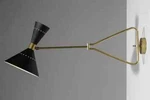 Italian Stilnovo Rafaela Swing Modern Modular Brass Wall Sconce. Fixed Price $340.00.