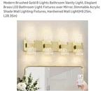 Modern Brushed 8-LIGHTS Bathroom Vanity Light, Eleglant Brass Gold. Fixed Price $95.00.