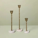 Hearth & Hand Magnolia 3PC Taper Marble Brass Candle Holder Set New!. Fixed Price $49.99.