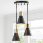 Jonathan 15"CONTEMPORARY Metal Cluster Led Pendant, Black/brass Gold Apollo. Fixed Price $109.99.