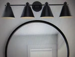 Bel Air Lighting Forge 31.75 In. 4-LIGHT Black Bathroom Vanity Cone Shades. Fixed Price $56.95.