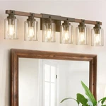 Bathroom Vanity Light 6 Industrial Rustic Black Bubble Glass Amico Farmhouse. Fixed Price $209.99.