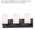 Maxim Lighting Lateral 3-LIGHT Vanity Wall Fixture 24" Black E26 7.63". Fixed Price $50.00.