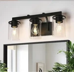 Lnc Modern 20"MATTE Black 3-LIGHT Vanity Clear Glass Cylinder Wall. Fixed Price $49.50.
