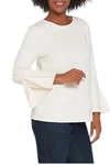 Martha Stewart Ponte Top With Bracelet Bell Sleeves Chalk White. Fixed Price $21.49.