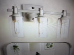 Jusheng 17 In. 3-LIGHT Nickel Bathroom Vanity With Clear Glass Shades. Fixed Price $33.20.