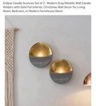 Eclipse Metal Wall Sconce Set 2-PACK Modern Charcoal Gold Decor. Fixed Price $19.99.