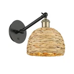 Innovations Woven Rattan 1LT 8" Sconce, Adj Arm, Bkb/nat 317-1W-BAB-RBD-8-NAT. Fixed Price $242.00.