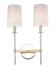 Maxim Uptown 2-LIGHT Wall Sconce Satin Brass And Polished Nickel. Fixed Price $148.00.