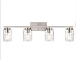 Tuluce 4-LIGHT 31" Vanity Fixture, Nickel With Hammered Clear Glass. Fixed Price $135.99.