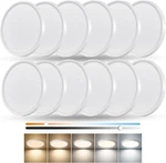 Dimmable 12" Led Flush Mount Light, 24W, 5 Color Temperatures, Ultra Thin 12PK. Fixed Price $171.99.