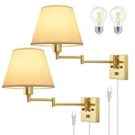 Trlife Wall Plug In, Brushed Brass Dimmable Sconces Set Of 2 Swin.... Fixed Price $79.35.