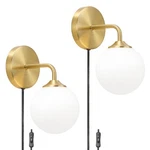 Gold Plug In Wall Sconce Set 2, Light Fixture With Cord On/of.... Fixed Price $86.10.