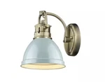 Golden Lighting 3602-BA1 Ab-sf Duncan 1-LIGHT Aged Brass Sconce W/seafoam Shade. Fixed Price $49.99.