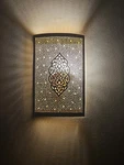 Antique Moroccan Brass Wall Sconce, Lamp. Fixed Price $115.00.