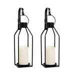 Hpc Decor Black Metal Sconces W/flickering Timer Candles- Wall .... Fixed Price $73.23.