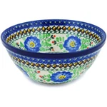 Polish Pottery Bowl 8" Ceramika Artystyczna Cobalt Poppies Unikat. Fixed Price $93.37.