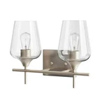 Merra 2-LIGHT Brushed Nickel Wall Sconce Vanity Lights With Glass Shade HCF-15N2. Fixed Price $29.99.