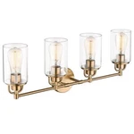 Jazava Vanity Lighting 10.8"HX27.5"WX4"D 4-LIGHT Cylinder Champagne Bronze. Fixed Price $116.14.