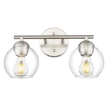Jazava 15.63 In. 2-LIGHT Brushed Nickel Vanity With Clear Glass Shade. Fixed Price $19.79.