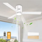Ceiling Fan 52 Inch White Remote Control Light Dimmable Oponl Noiseless 6CCT. Fixed Price $154.99.