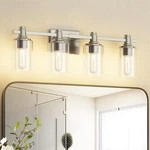 Jusheng 27" 4-LIGHT Nickel Bathroom Vanity Clear Glass Cylinders. Fixed Price $78.54.
