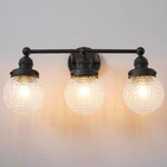 Elegant 3-LIGHT Black Vanity With Textured Glass For Bathroom Decor. Fixed Price $216.99.