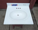Oasis Cultured Marble Vanity Sink Top White Oval Bowl 3 Hole. Fixed Price $47.50.