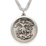 Sterling Silver Saint Michael The Archangel Defend Us Battle Medal Necklace. Fixed Price $74.00.