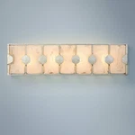 Rustic Wall Mount Metal Hardwired 27" 4-LIGHT Fixture White Glass Bathroom. Fixed Price $657.60.