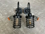 Pair Farmhouse Sconce Rustic Retro Vintage Wall Light Fixture Iron Cage Style. Fixed Price $55.00.