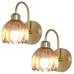 Vintage Battery Operated Wall Sconces Set Of Two, Tulip Glass Lampshade Recha.... Fixed Price $79.78.