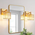 Edishine Crystal Bathroom Vanity Lights, Gold Finish, Dimmable, Up/down Mount. Fixed Price $79.99.
