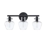 Hukoro 19 In. Matte Black 3 Light Bathroom Vanity Fixture W/ Clear Glass Shade. Fixed Price $39.95.