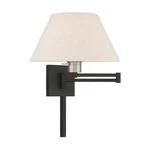 Livex 1 Light Swing Arm Wall Lamp, Black 40038-04. Fixed Price $245.96.