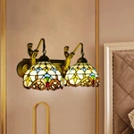 2 Light Tiffany Mermaid Vanity Fixture Wall Stained Glass Sconce. Fixed Price $95.54.