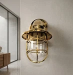 Solid Brass Bulkhead Wall Light Nautical Marine Cage Sconce Lamp. Fixed Price $150.00.
