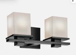 Kichler 45150 Tully 2 Light 15"W Vanity Black -optional Shades! Openbox. Fixed Price $64.50.