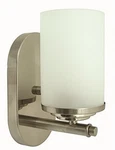 Monument Bathroom Wall Sconce, Frosted White, 4.5X5 In, 1-LIGHT GU24 Lamp. Fixed Price $30.77.
