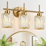 Meybiok Modern Crystal Bathroom Vanity Light, 3-LIGHT Brushed Gold L.... Fixed Price $107.94.