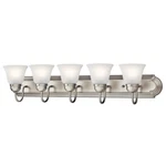 Independence 36 In. 5-LIGHT Brushed Nickel Bathroom Vanity By Kichler. Fixed Price $79.98.
