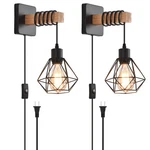 Cafulam Rustic Wall Sconces Fixtures With Plug Cord, Set Of Two Indoor Vintag. Fixed Price $54.55.