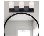 Bel Air Lighting 20 In. 3-LIGHT Black Vanity Fixture W/ Frosted Glass Shades. Fixed Price $37.43.