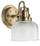 Progress Lightning P2989-163 8" Tall Bathroom Sconce Vintage Brass. Fixed Price $59.99.