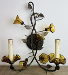 Quoizel Amber Art Glass Floral Vine Wall Sconce 2-LIGHT Bronze Rustic Rare. Fixed Price $299.00.
