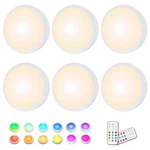 Helplex Led Puck Lights With Remote, 6 Pack Color P, No Battery. Fixed Price $30.55.