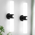 Wall Sconces Set Of Two, Matte Black Bathroom Lighting With Milk.... Fixed Price $92.75.